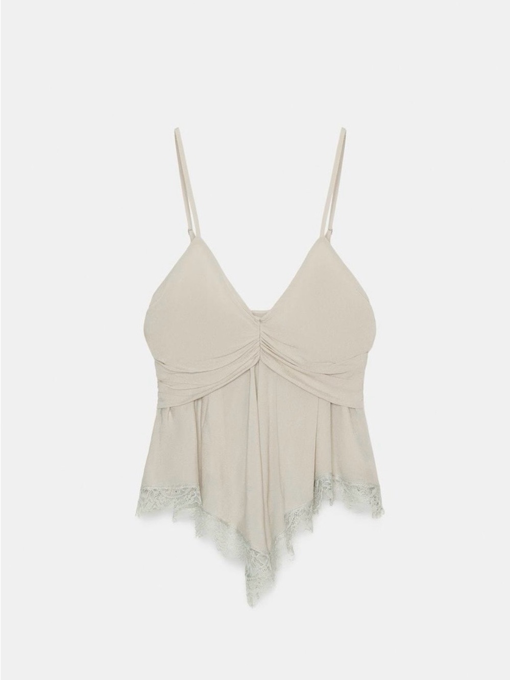 BNWT Zara Gray Lace Georgette Lace Fairy Hem Cami Top